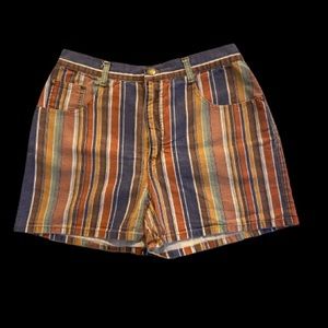 Amazing classic Denim republic vintage rainbow vertical stripe shorts